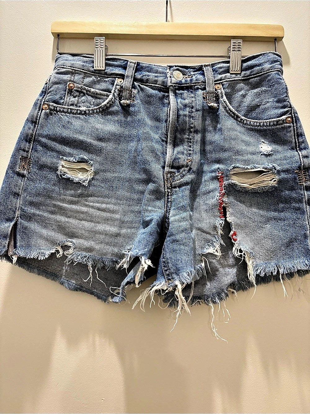 We The Free Distressed Denim Jean Shorts in Light Wash